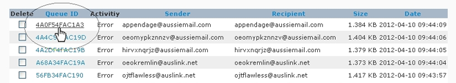 SpamWall Mail Queue Manager Select Message